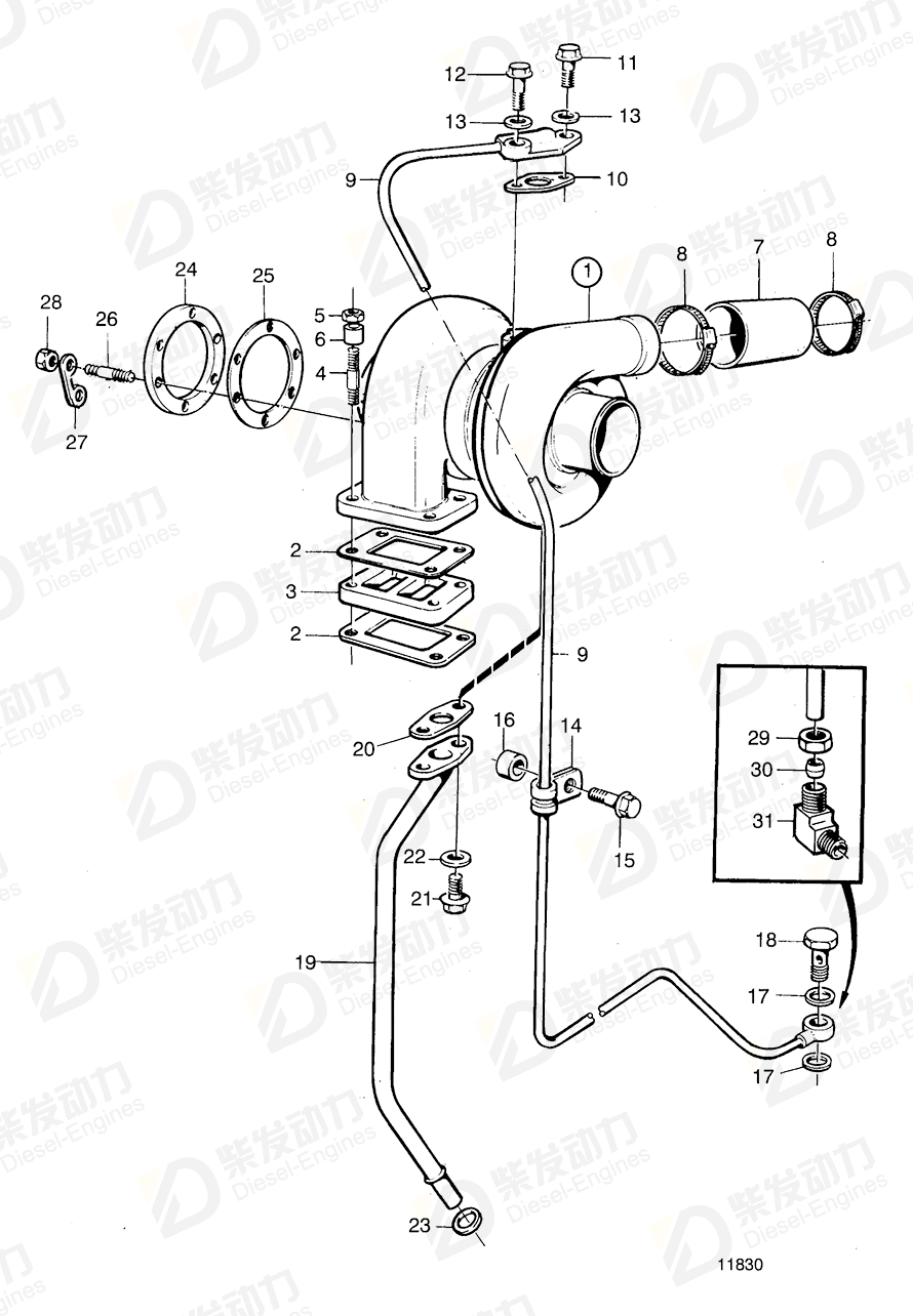 volvo penta Turbocharger 864493 Drawing